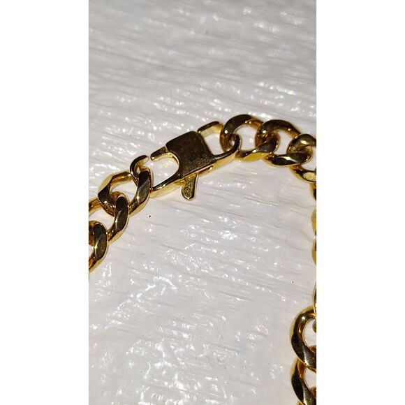 A Gold Tone Stainless Steel Unisex Chain Bracelet Chunky Cuban Link Gift - Picture 5 of 7